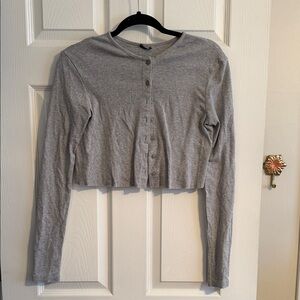 Brandy Melville Light Gray Ribbed Knit Top